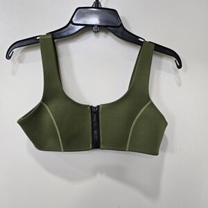Hoaka Green Zip-Front Sports Bra/Swim Top Size M